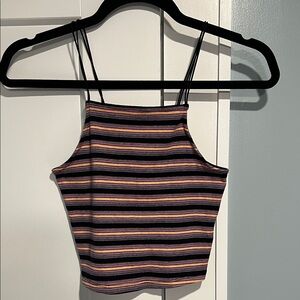 wild fable Striped Ribbed Cami - Black and Pink-Peach